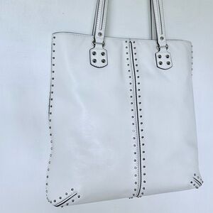 Michael Kors White Structured Tote Bag with Studded Detailing
